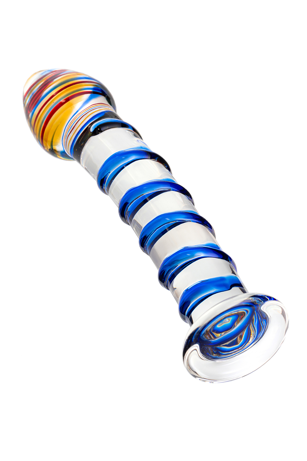 Фаллоимитатор стеклянный разноцветный 18 см
