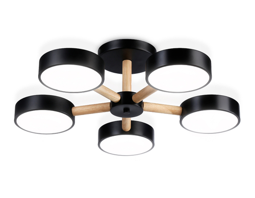 Подвесной светодиодный светильник с пультом FL4828/5 BK черный 3000K-6400K 65W D580*160 (ПДУ ИК)