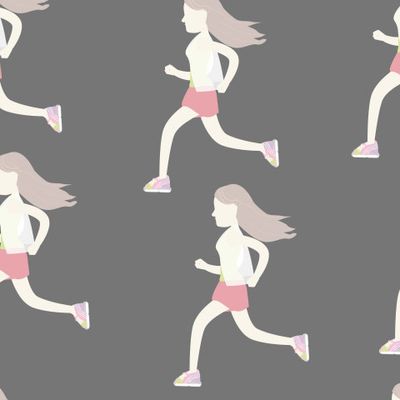 узор с бегущими девушками в плоском стиле
