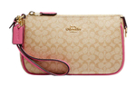 COACH Nolita Coated Canvas With Leather Pochette Clutch Small Women"s Khaki & Pink