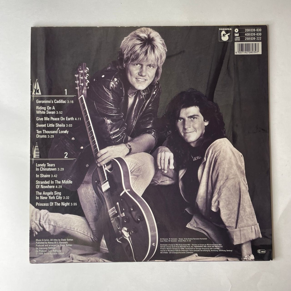 Винтажная виниловая пластинка LP Modern Talking, In The Middle Of Nowhere, The 4th Album (Германия 1986) Riding On A White Swan