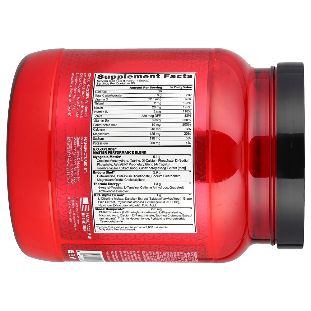 BSN, NO-XPLODE®, Legendary Pre-Workout, предтренировочный комплекс, со вкусом фруктового пунша, 1,11 кг (2,45 фунта)