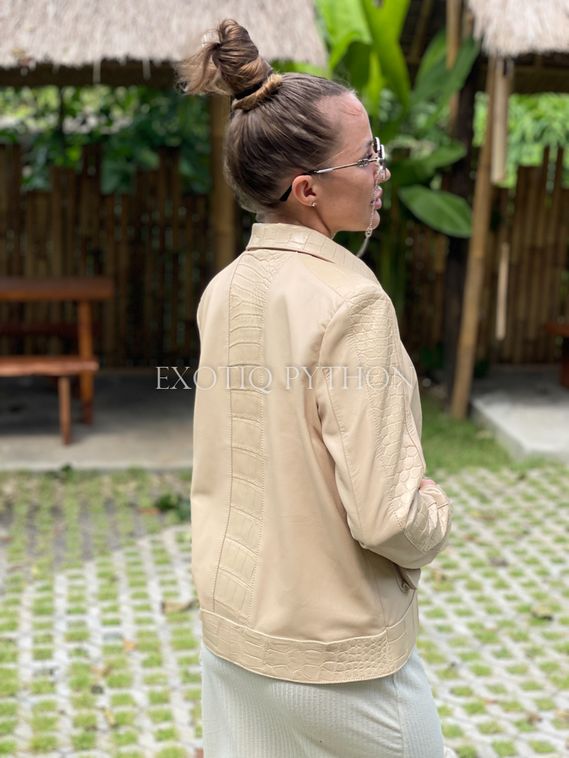 Женская куртка из кожи крокодила и кожи ягненка JT-96