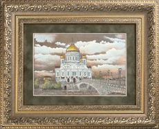Гравюра "Храм Христа Спасителя, Москва"