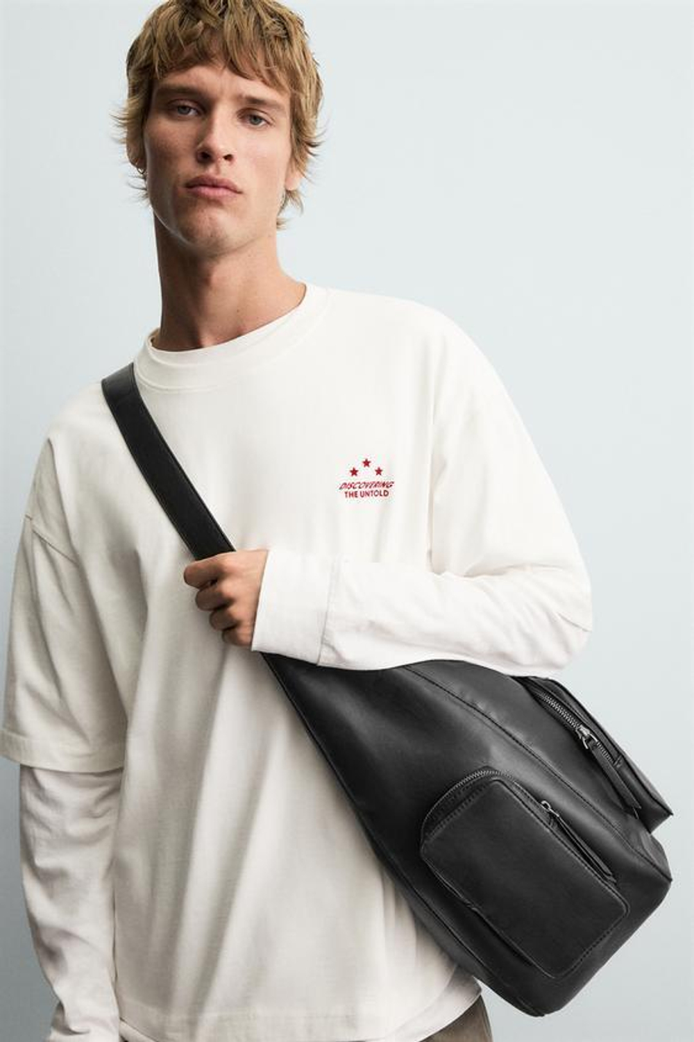 ZARA СУМКА ЧЕРЕЗ ПЛЕЧО С КАРМАНАМИ, ЧЕРНЫЙ