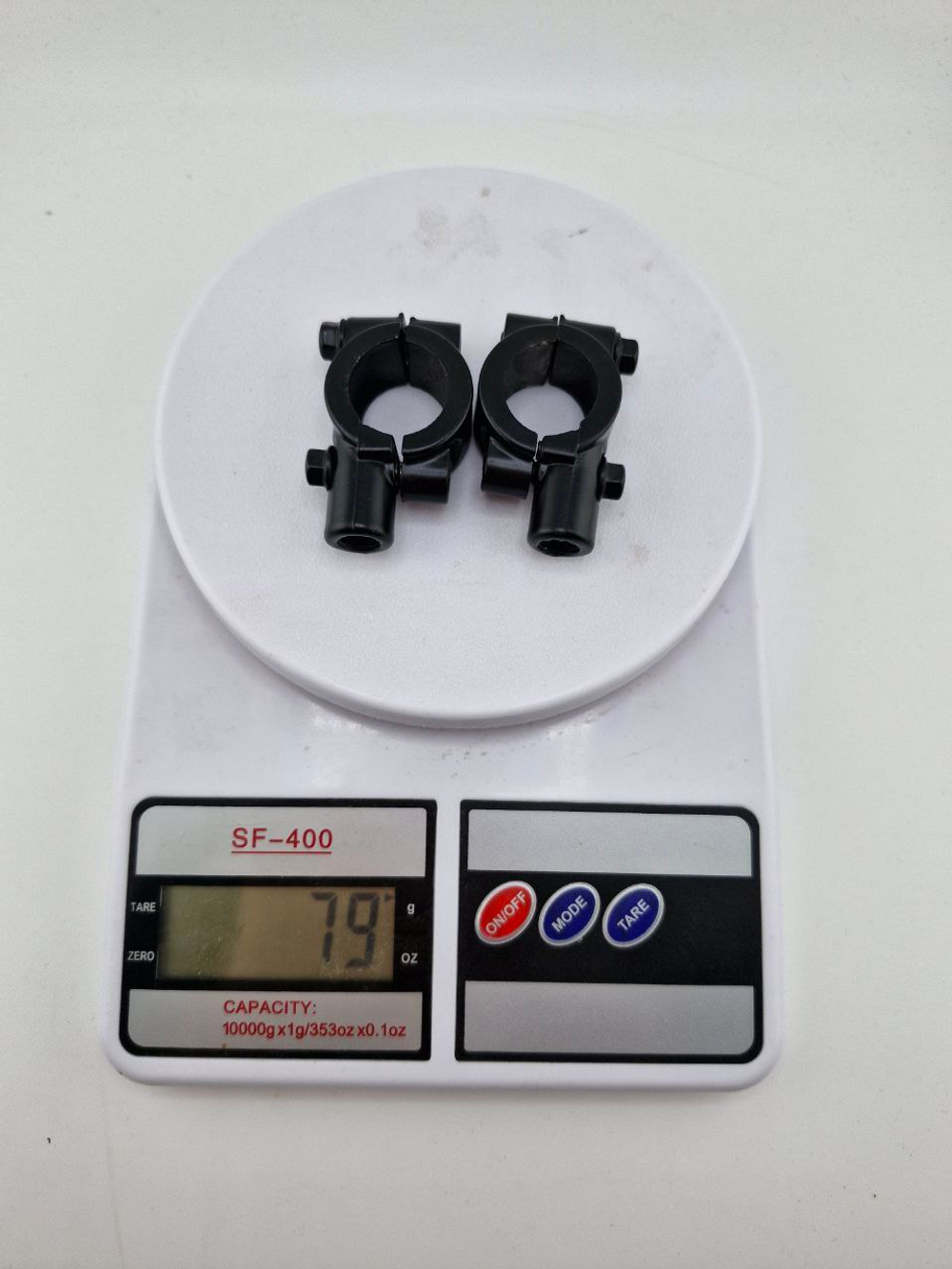 Крепления для зеркал на руль велосипеда, электросамоката, скутера, мотоцикла (8 мм резьба / 22-25 мм руль) комплект 2 шт, чёрные, силумин