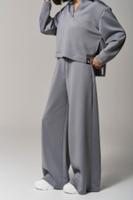 Брюки трикотажные wide leg серые