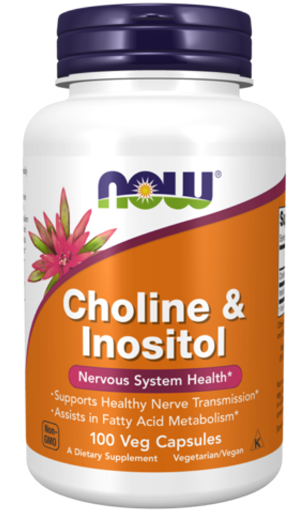 NOW Foods, Холин & Инозитол, Choline & Inositol, 100 вегетарианских капсул