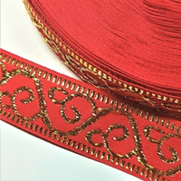 Тесьма Жаккард люрекс, ш. 2,5 см, красный