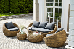 "Барселона" лаунж-зона из искусственного ротанга, цвет соломенный