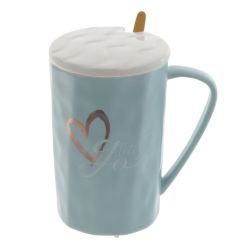 GAEM Кружка с крышкой и ложкой, 400 мл, L11 W8 H12,5 см, 4в.