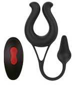 Черная эрекционная подкова с анальным стимулятором Remote Multi Teaser (Цвет: черный)