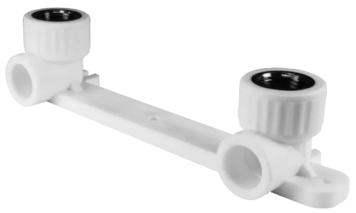 Планка PP-R монтажная белая ВР Дн 20х1/2" Ру25 под смеситель с водорозетками VALFEX 10124020