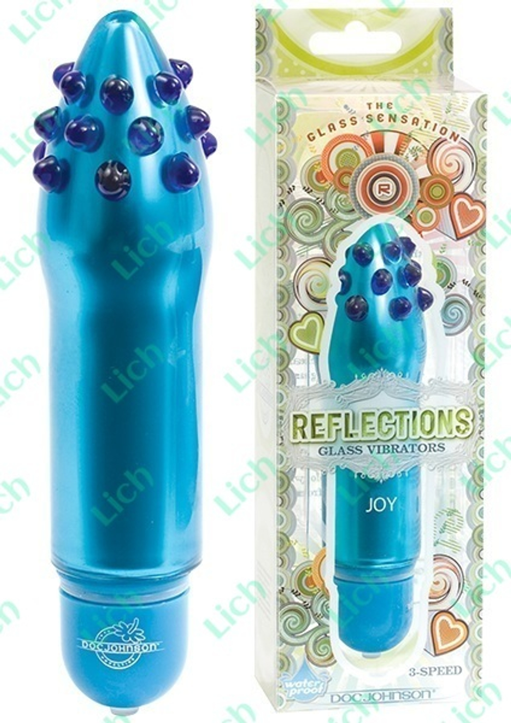 Голубой вибратор из стекла REFLECTIONS JOY