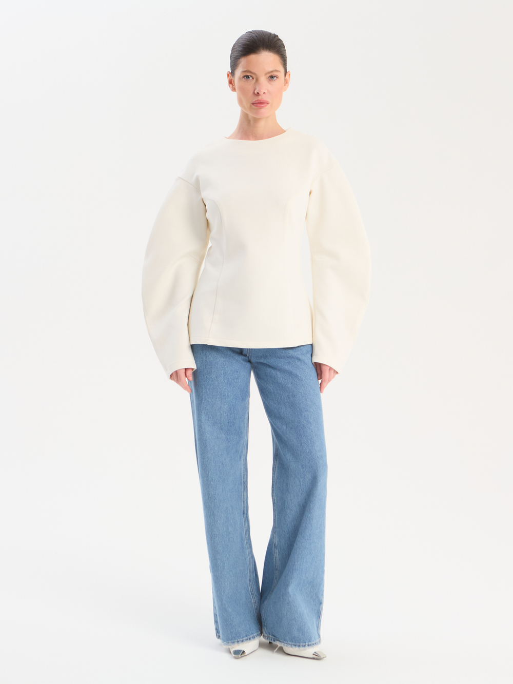 Блуза О-силуэт трикотажная