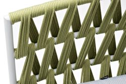 "Диего" диван 2-местный плетеный из роупа, каркас алюминий светло-серый (RAL7035) муар, роуп салатовый меланж круглый, ткань светло-серая