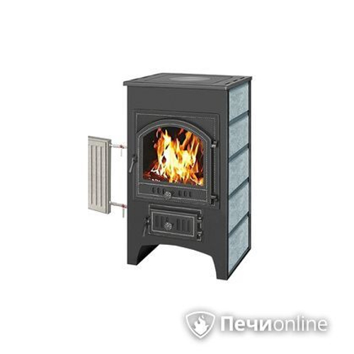 Печь-Камин ВЕЗУВИЙ ПК-01 (205) с плитой и т/о беж. 12 кВт (200 м3) Ø 150 мм