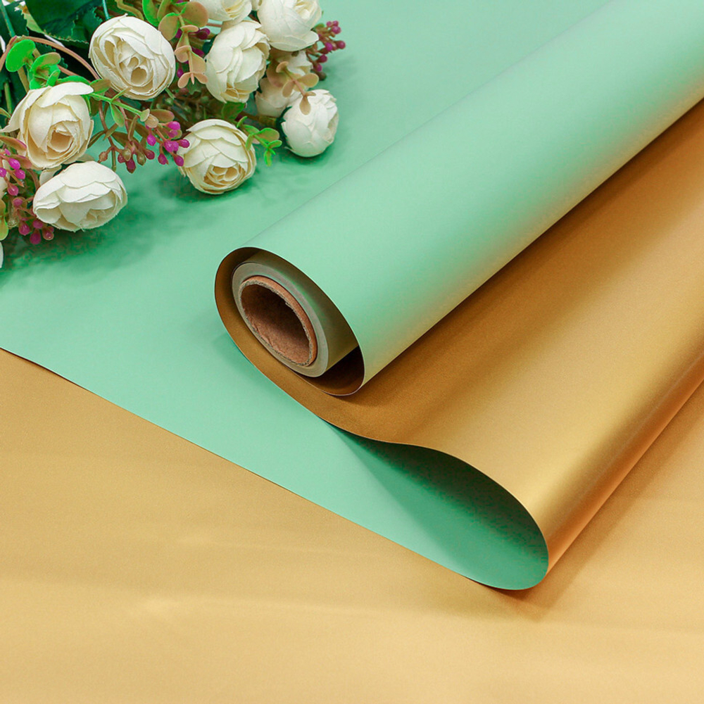 Пленка В рулоне 10 м х 58 см двухсторонняя (Золотой, Мятный)