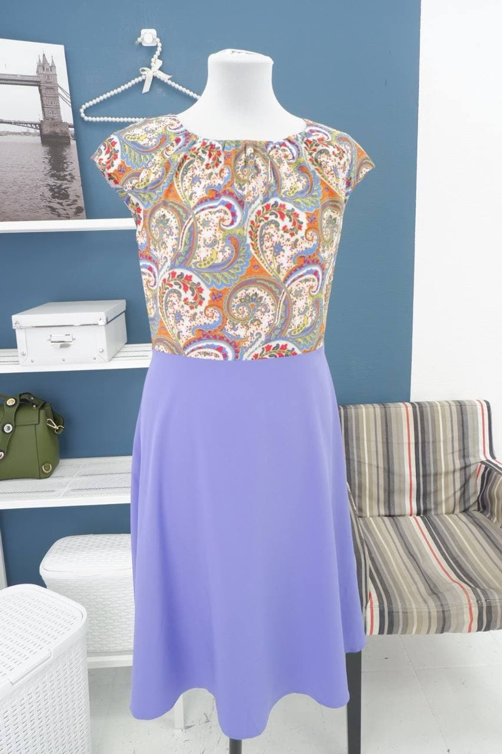 Платье DENIZA комбинированное сиреневое 44 размер, новое