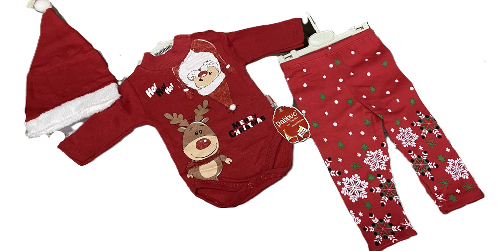 Комплект новогодний произ-ва Турция из хлопка на рост 62 см