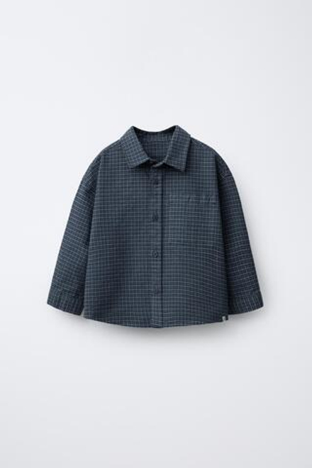 ZARA ТЕПЛАЯ РУБАШКА В КЛЕТКУ, СИНИЙ