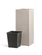 Кашпо TREEZ Effectory - Beton - Высокий куб - Белый песок