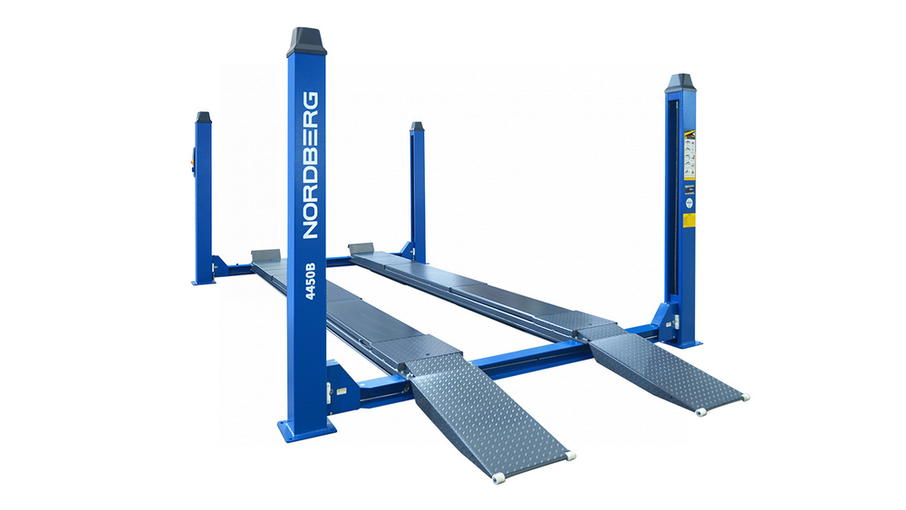 NORDBERG (4450_MB(M2)) Подъемник четырехстоечный 5 т, с ручной траверсой 2 т N423, для сход-развала, мех. снятие, синий