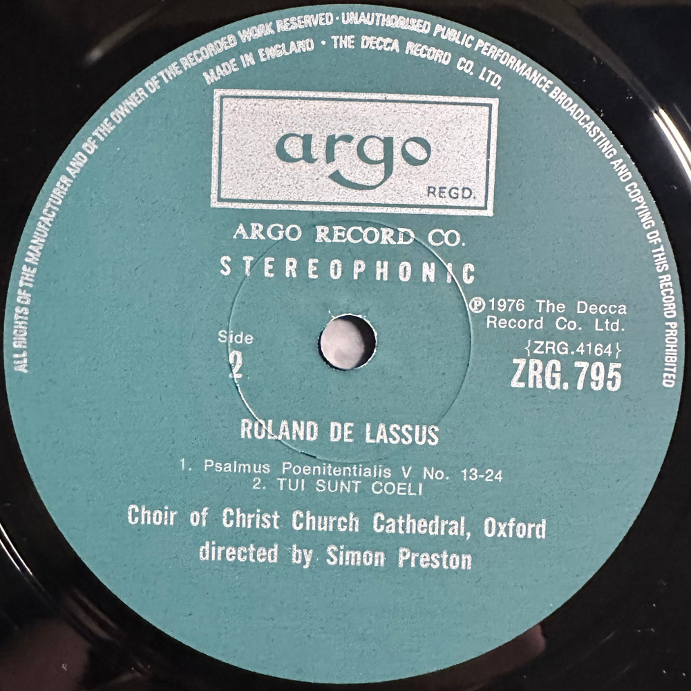 Roland de Lassus (Англия 1977г.)