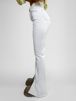 Джинсы Denim 3771 однотонные клеш от колена с разрезами спереди