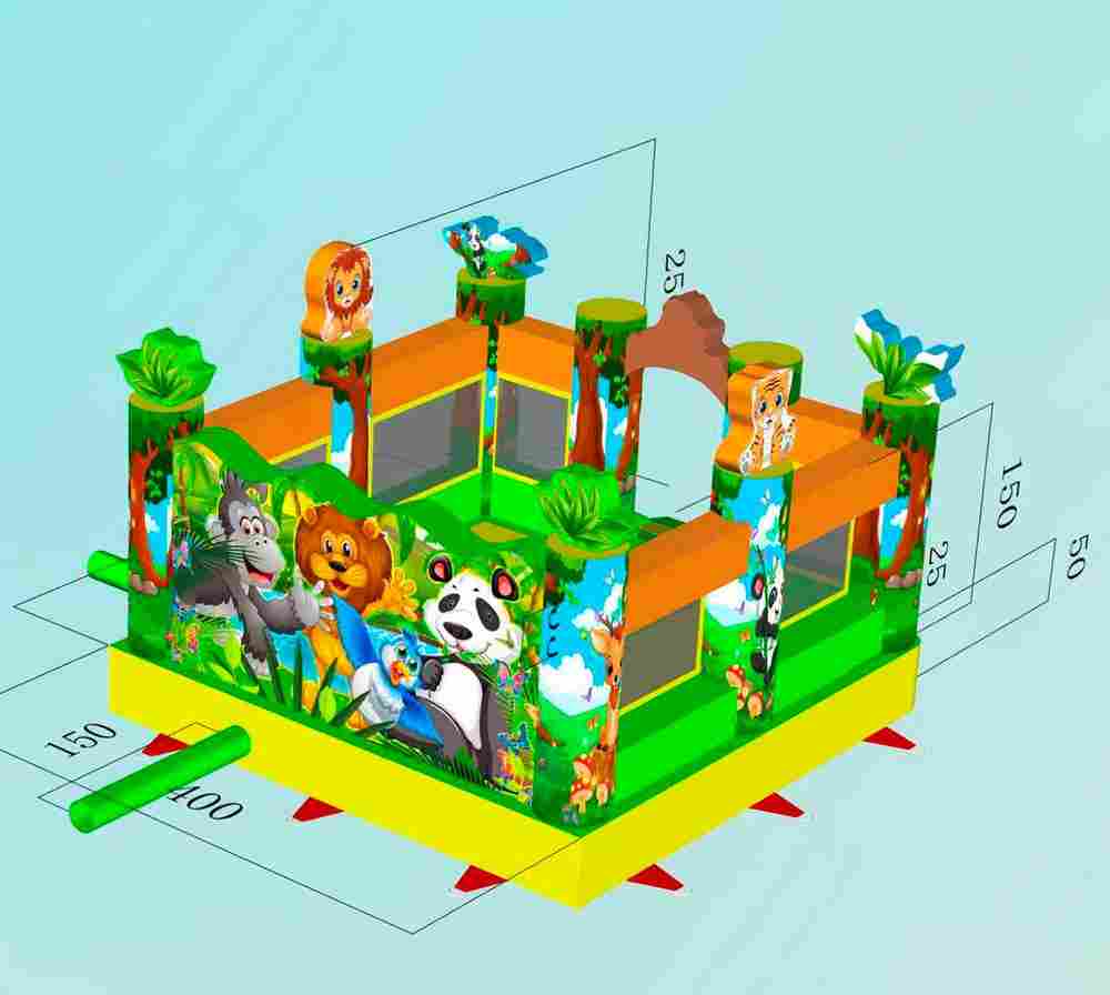 Коммерческий надувной батут «В гостях у зайки» 4*4*3 м, без горки