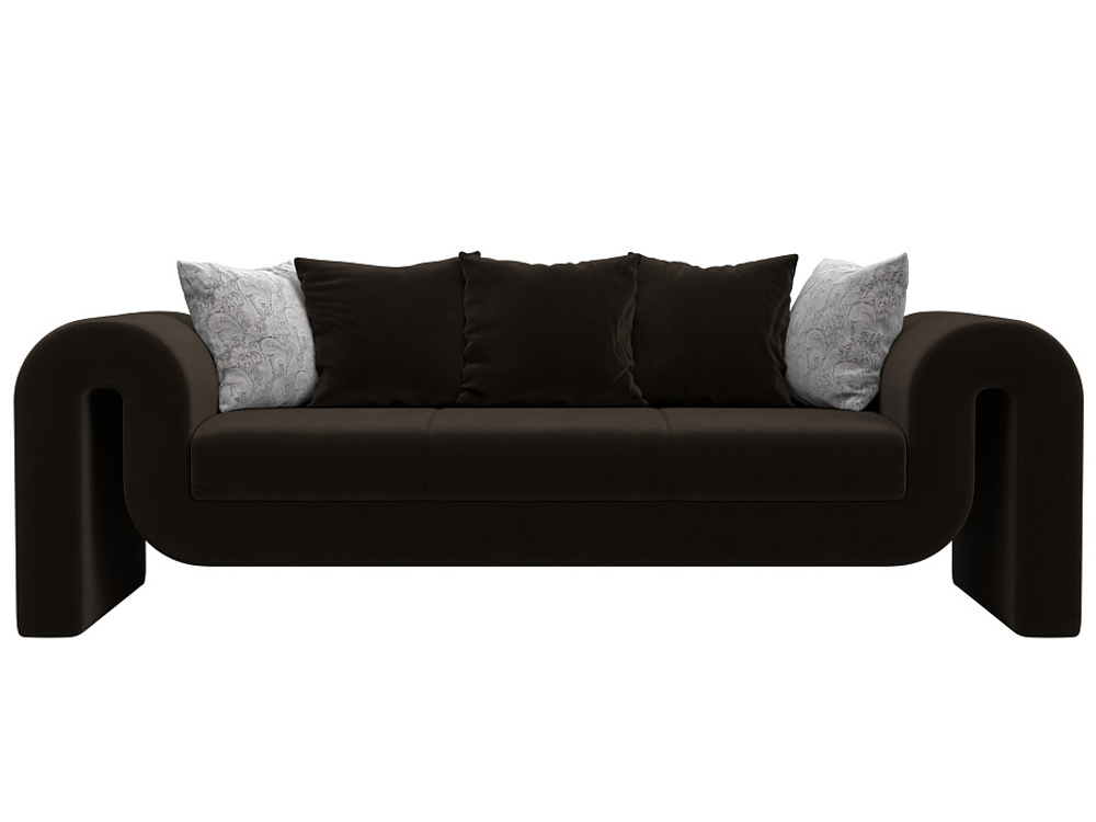 Диван прямой Волна, коричневый/серый, Микровельвет\Велюр, 115619