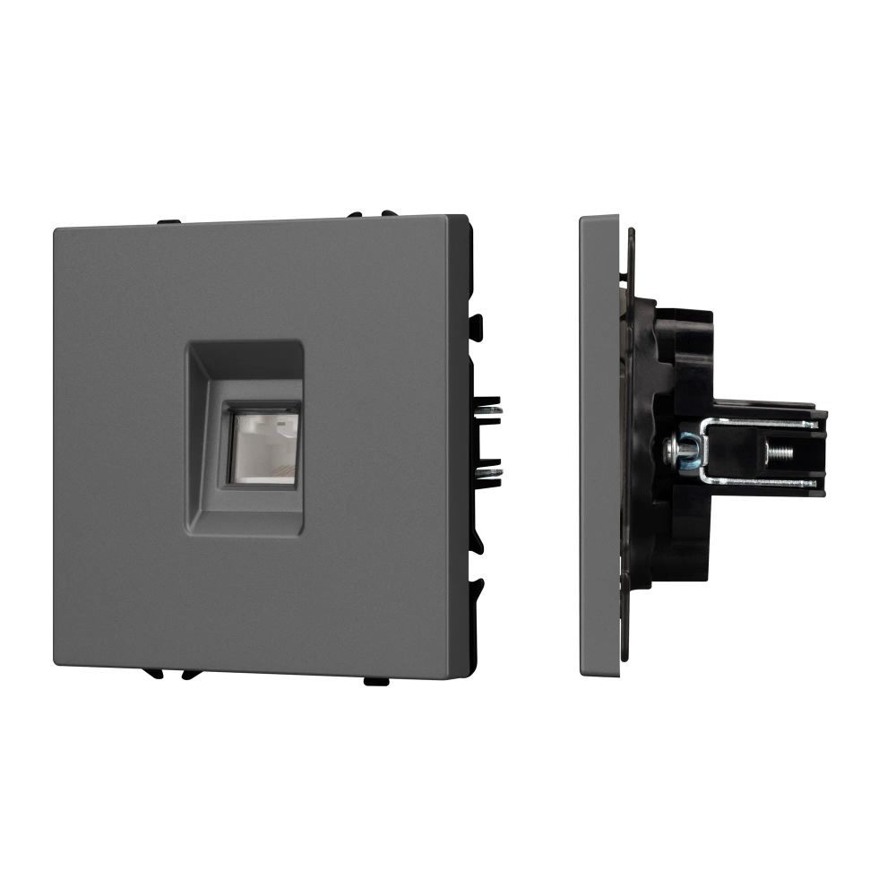 Механизм телефонной розетки SCT-NOBE-MTL1-SFPL-GR (RJ-11, 4C) (Arlight, Серый базальт) 054303