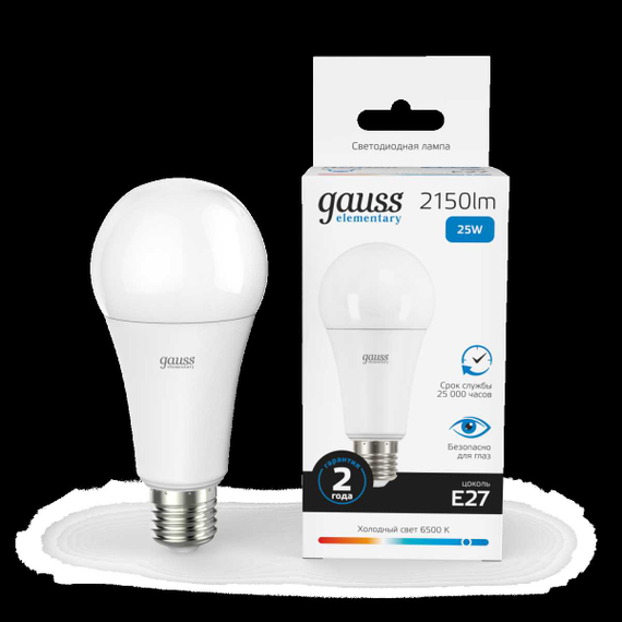 Лампа светодиодная Gauss E27 25W 6500K матовая 73235