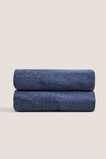 ZARA HOME ОДНОТОННЫЙ ПЛЕД С БАХРОМОЙ, СИНИЙ