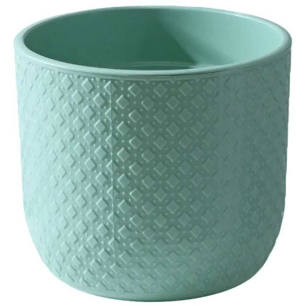 Кашпо для цветов пластиковое 4,5л d-19см «Клевер» во вставкой нефритовый