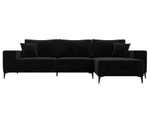 Диван угловой Льюес правый, Черный, Велюр, 122401