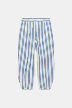 ZARA БРЮКИ В ПОЛОСКУ В ПИЖАМНОМ СТИЛЕ — ZW COLLECTION, СИНИЙ/БЕЛЫЙ
