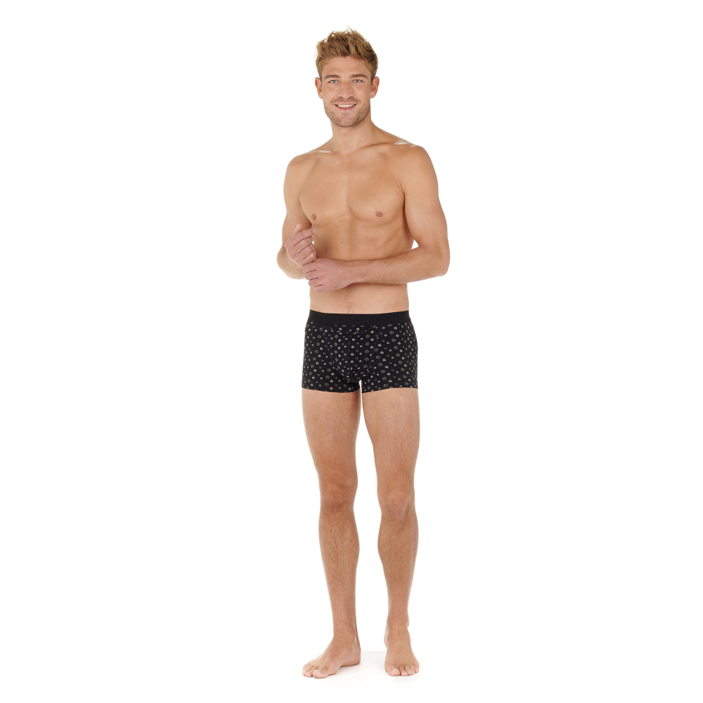 Мужские трусы боксеры набор из 2-х штук (черные, черные с принтом) HOM JOAN #2 Boxer Briefs HO1 2p 402660_40D042