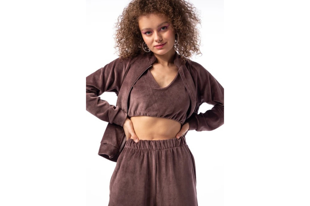 Велюровые брюки Home One Velour, коричневый, размер L