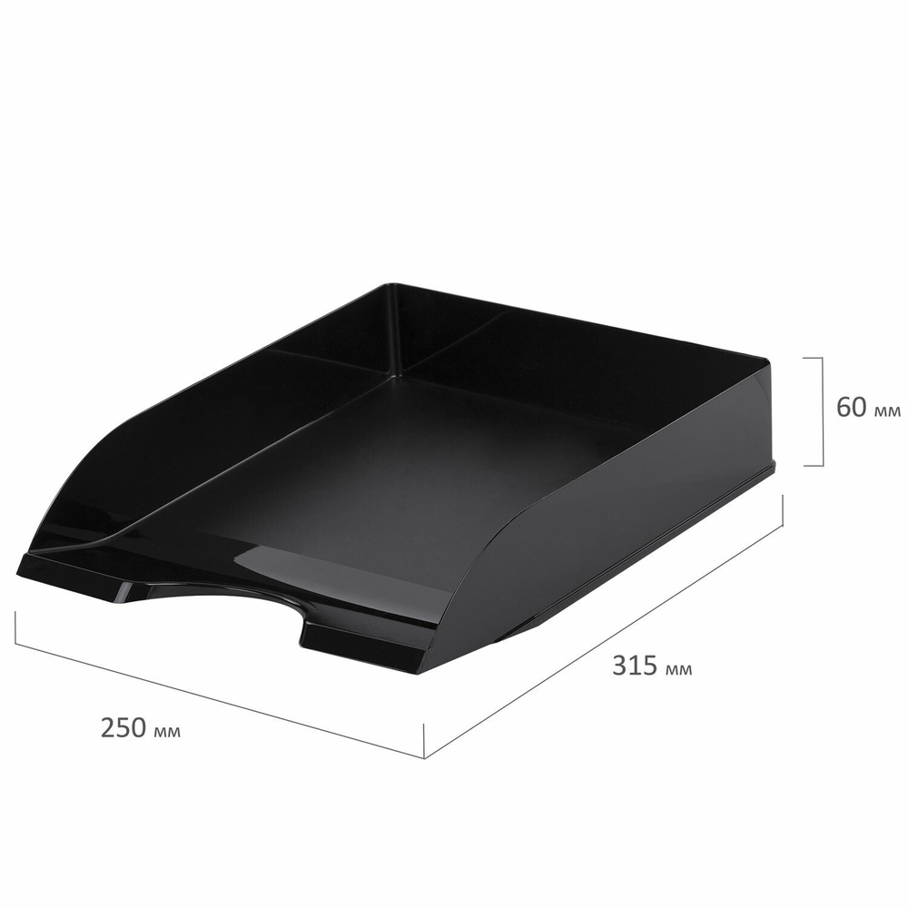 Лоток горизонтальный для бумаг BRAUBERG ORIGINAL 315х250х60 мм черный 23810 (6 штук в упаковке)