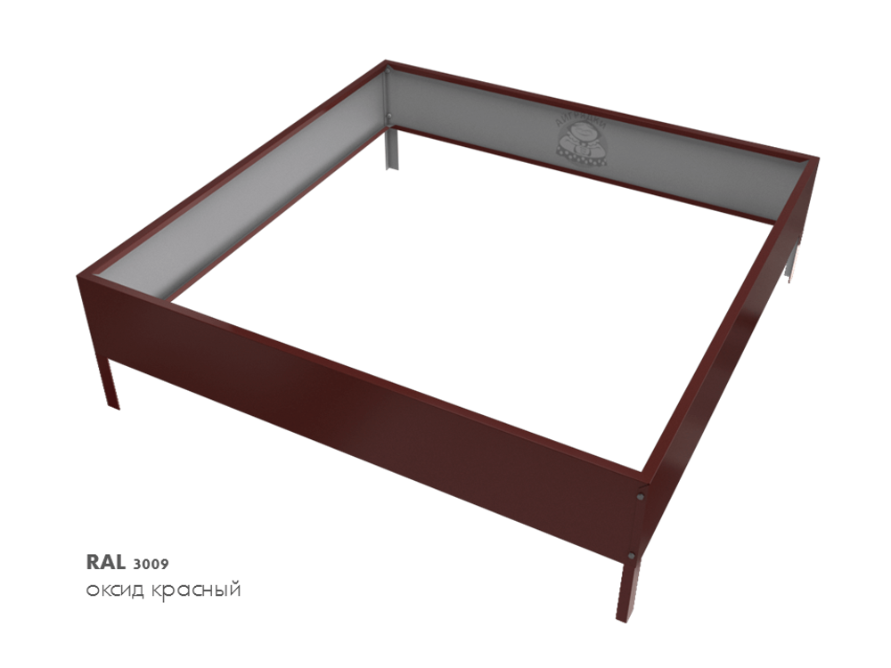 Клумба квадратная оцинкованная 1 ярус RAL 3009 Оксидно-красный