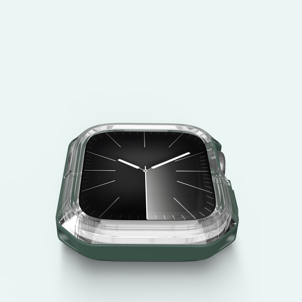 Чехол-бампер с зелеными вставками от Dux Ducis для часов Apple Watch 44мм для моделей 4, 5, 6 и SE, серия Tamo Series Case
