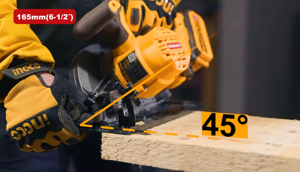Аккумуляторная циркулярная пила INGCO CSLI1652 INDUSTRIAL 20 В 165 мм
