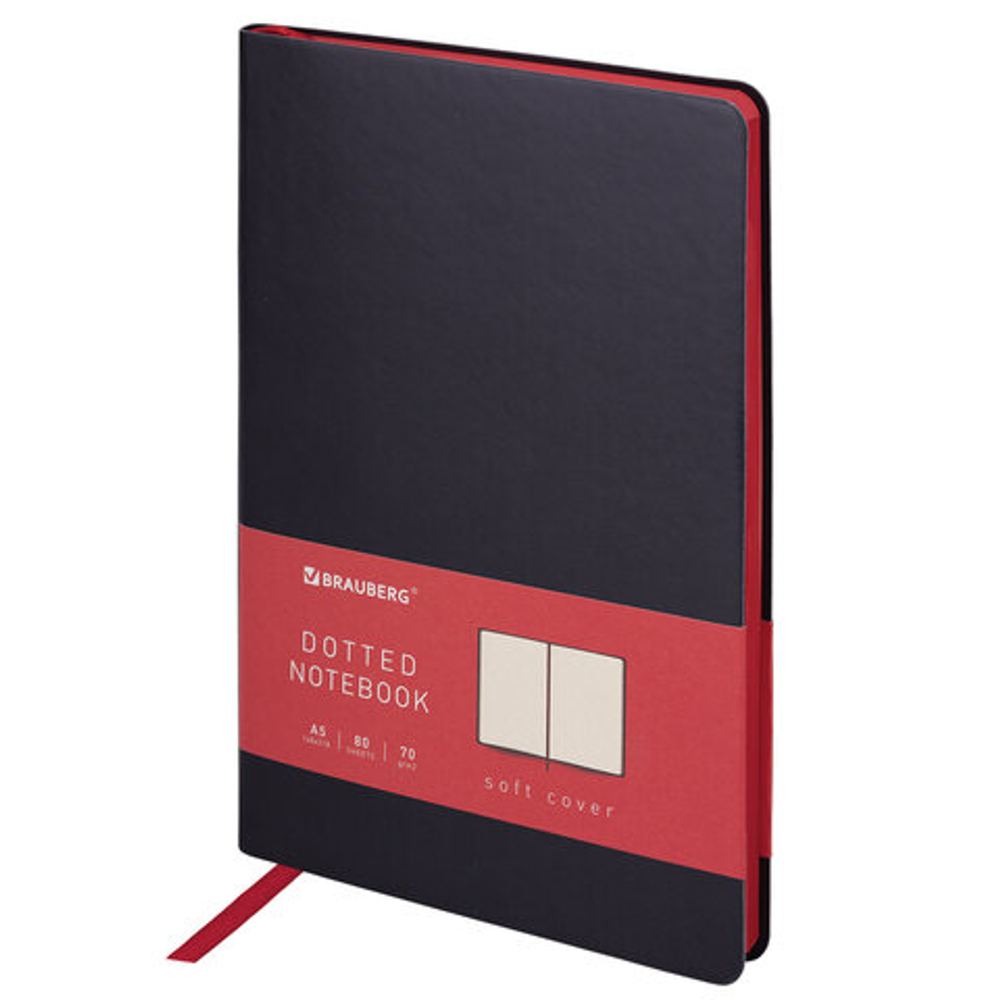 Блокнот А5 148x218мм, BRAUBERG Metropolis Mix, под кожу, 80л, в точку, черный