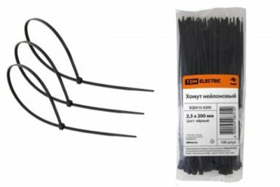 Хомут нейлоновый черный 2,5х200мм 100шт TDM