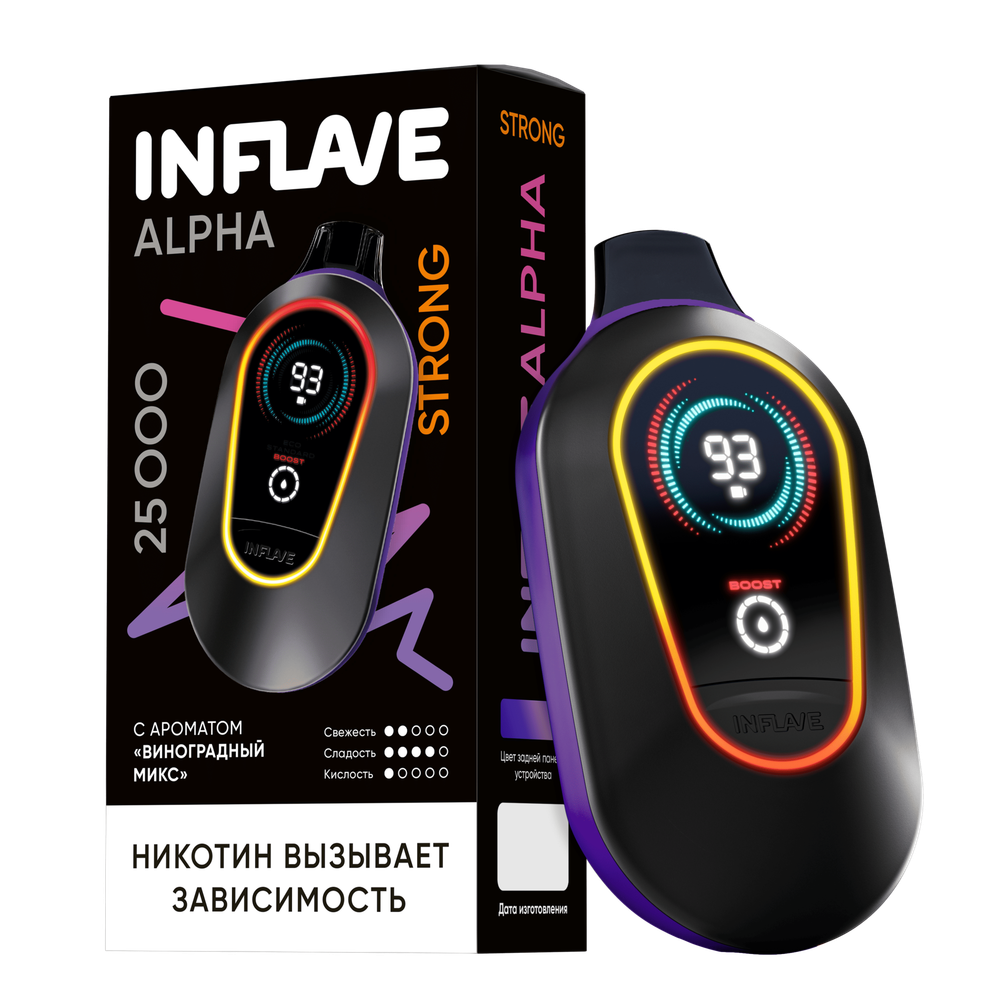 Inflave Alpha Strong Виноградный микс 25000 затяжек 20мг Hard (2% Hard)