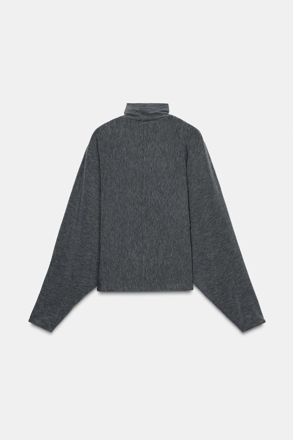 ZARA ФУТБОЛКА С ВОРОТНИКОМ-СТОЙКОЙ, СЕРЫЙ