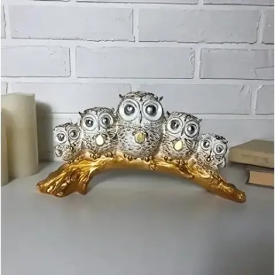 Статуэтка из гипса «Совы на ветке» 30*15см белые