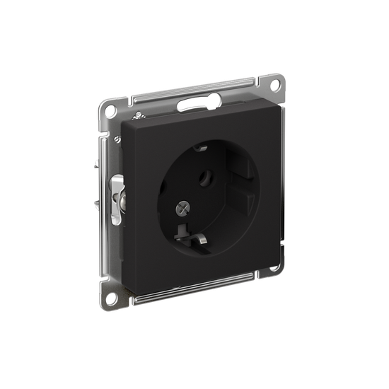 Розетка 1-м СП AtlasDesign 16А IP20 с заземл. механизм карбон SE ATN001043