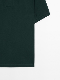 Massimo Dutti Поло из рельефного хлопкового пике, цвет мха